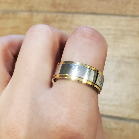 Vintage Stainless Steel Gold & Silver Wedding Band - Picture 3 of 13